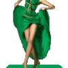 В зеленом платье.